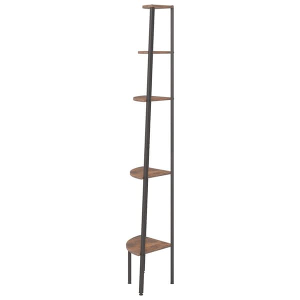 stigereol med 5 hylder 45,5x31,5x180 cm mørkebrun og sort