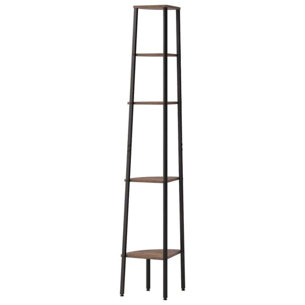 stigereol med 5 hylder 45,5x31,5x180 cm mørkebrun og sort