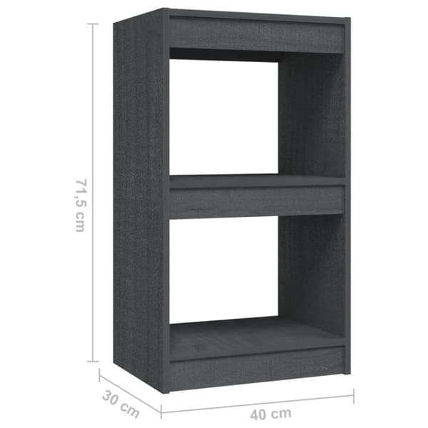 bogreol 40x30x71,5 cm massivt fyrretræ grå