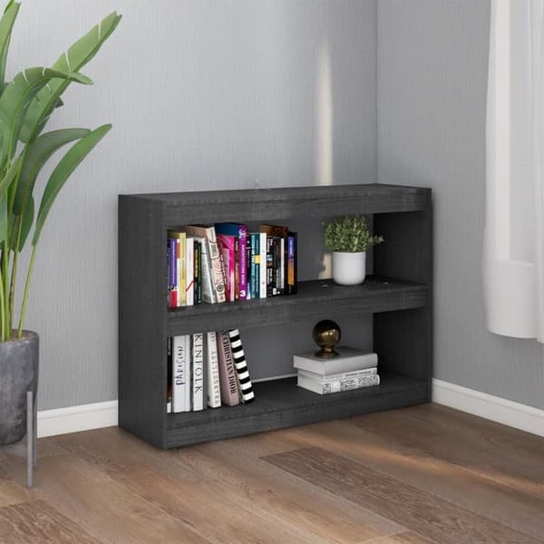bogreol/rumdeler 100x30x71,5 cm massivt fyrretræ grå