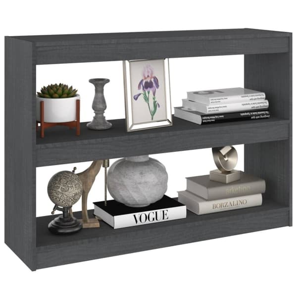 bogreol/rumdeler 100x30x71,5 cm massivt fyrretræ grå