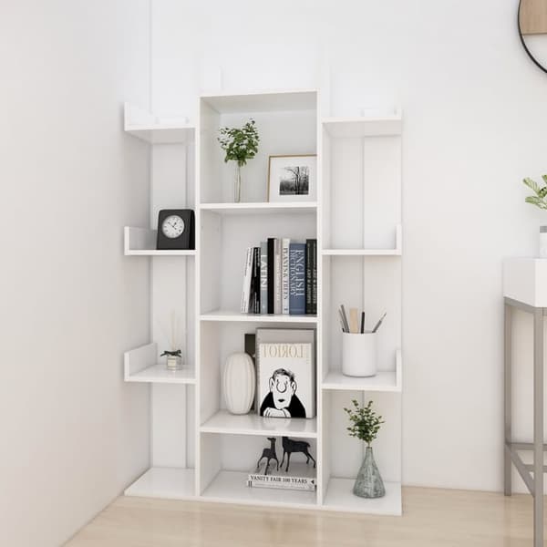 bogreol 86x25,5x140 cm konstrueret træ hvid