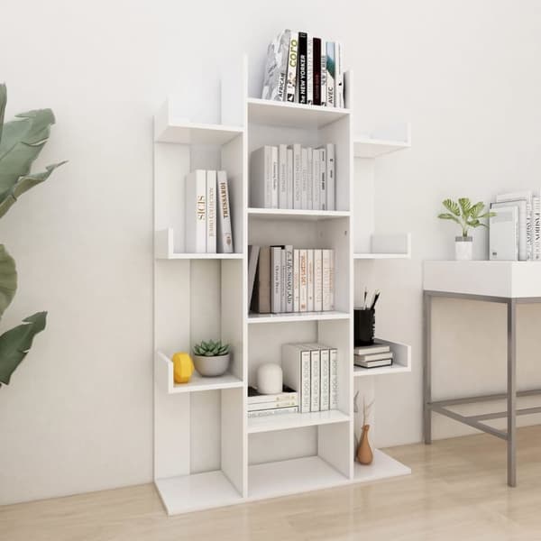 bogreol 86x25,5x140 cm konstrueret træ hvid