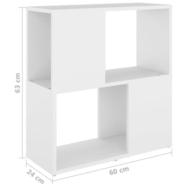 bogreol 60x24x63 cm konstrueret træ hvid