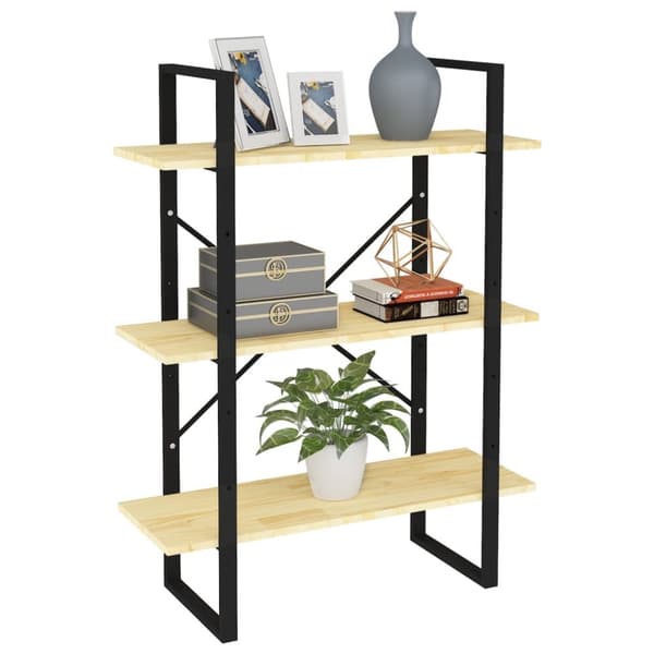 bogreol 80x30x105 cm 3 hylder massivt fyrretræ