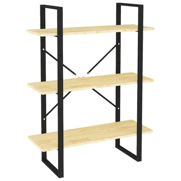 bogreol 80x30x105 cm 3 hylder massivt fyrretræ