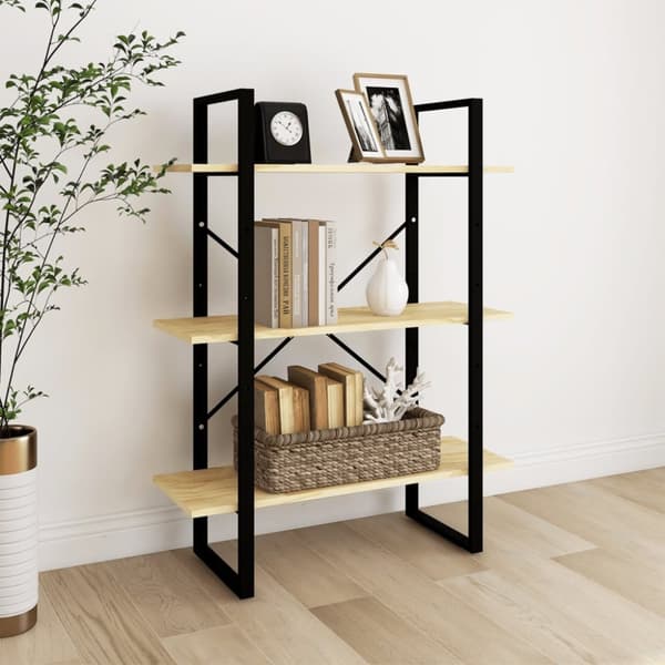 bogreol 80x30x105 cm 3 hylder massivt fyrretræ