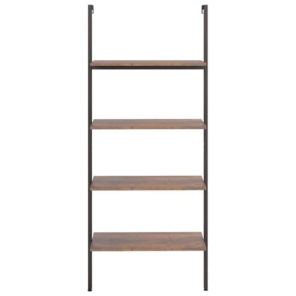 stigereol med 4 hylder 64x35x152,5 cm mørkebrun og sort