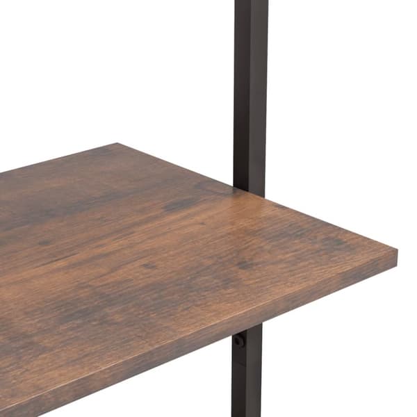 stigereol med 4 hylder 64x35x152,5 cm mørkebrun og sort
