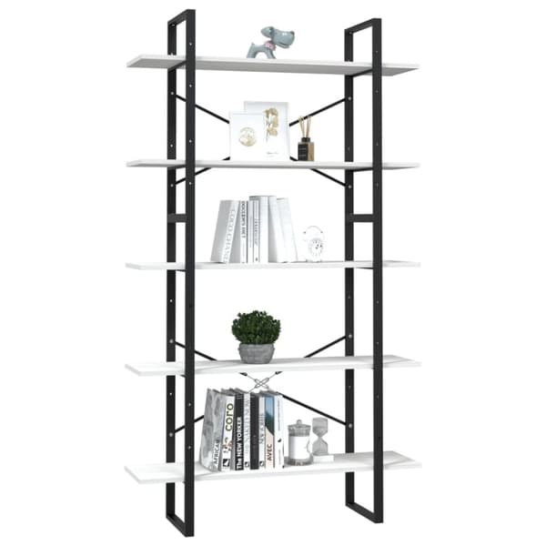 bogreol med 5 hylder 100x30x175 cm massivt fyrretræ hvid