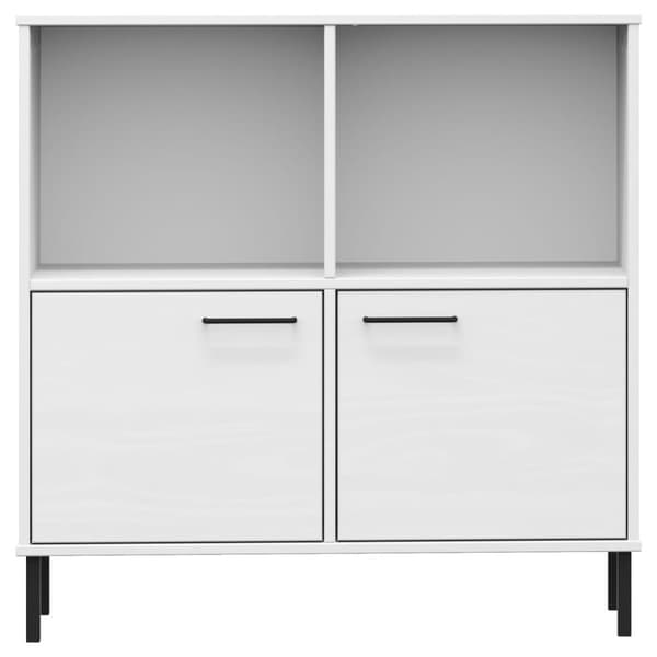Kirjakaappi metallijaloilla valk. 90x35x90,5 cm täyspuu OSLO