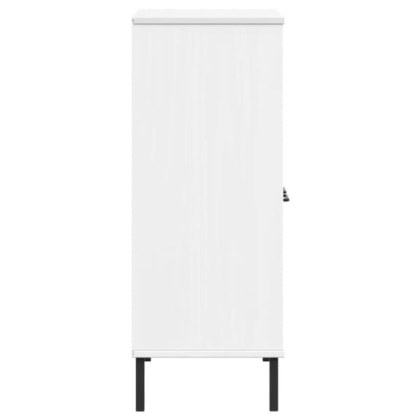Kirjakaappi metallijaloilla valk. 90x35x90,5 cm täyspuu OSLO