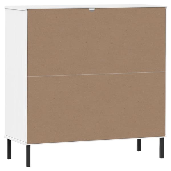 Kirjakaappi metallijaloilla valk. 90x35x90,5 cm täyspuu OSLO