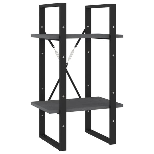 bogreol 40x30x70 cm 2 hylder massivt fyrretræ grå