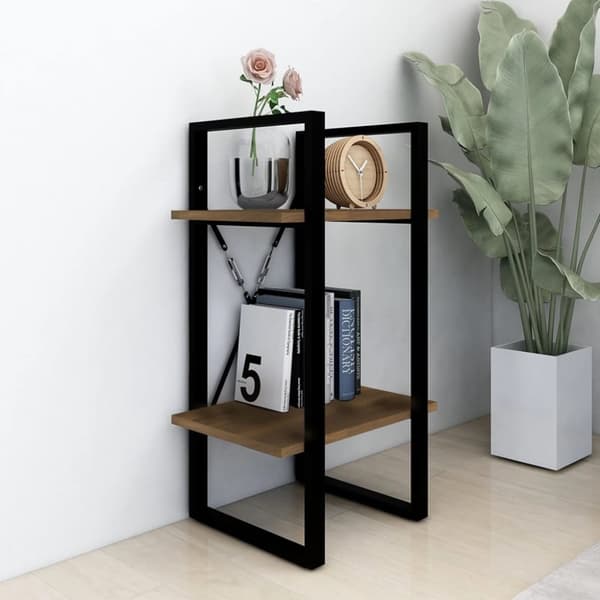 bogreol m. 2 hylder 40x30x70 cm konstrueret træ brun egetræ