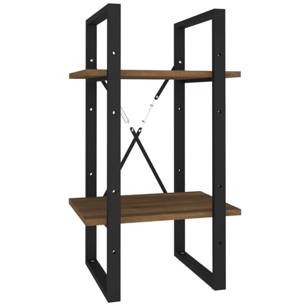 bogreol m. 2 hylder 40x30x70 cm konstrueret træ brun egetræ