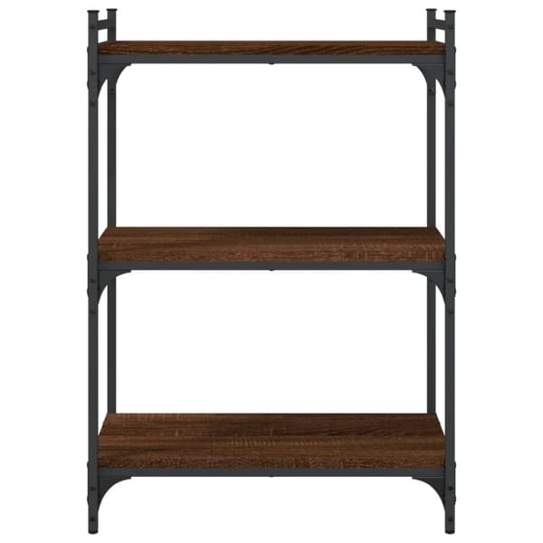 bogreol 60x30x86 cm 3 hylder konstrueret træ brunt eg