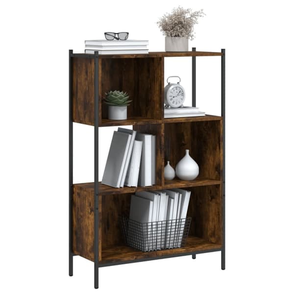 Bokhylla rökfärgad ek 72x28x109 cm konstruerat trä