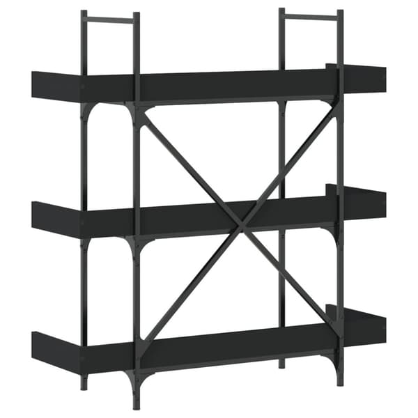 Bokhylla 3 hyllplan svart 100x33x108,5 cm konstruerat trä