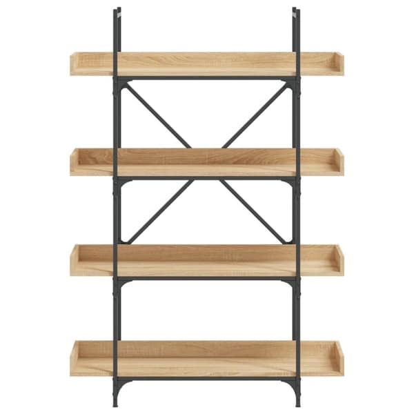 bogreol med 4 hylder 100x33x145,5 cm konstrueret træ sonoma-eg