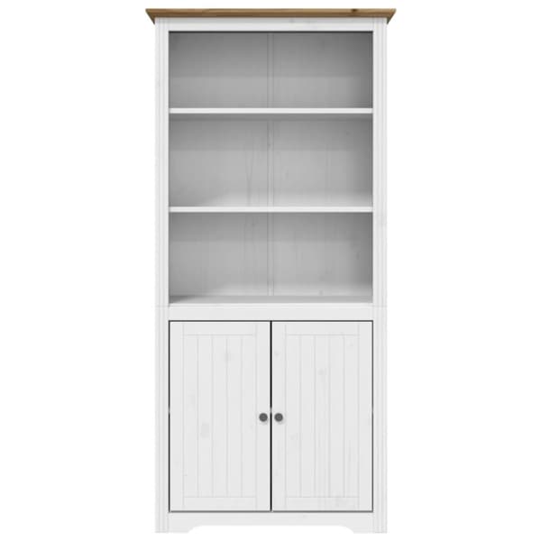 Bokhylla BODO vit och brun 82x40x173 cm massiv furu