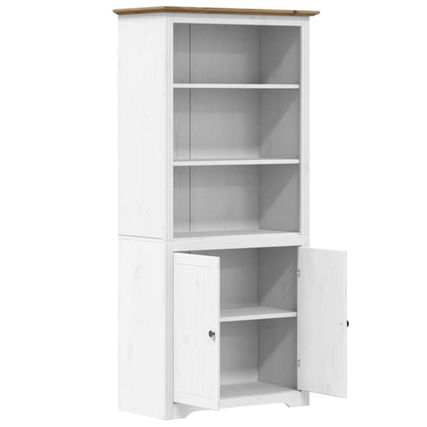 Bokhylla BODO vit och brun 82x40x173 cm massiv furu
