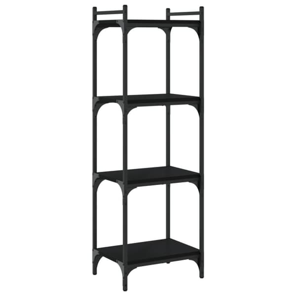 bogreol med 4 hylder 40x30x120 cm konstrueret træ sort