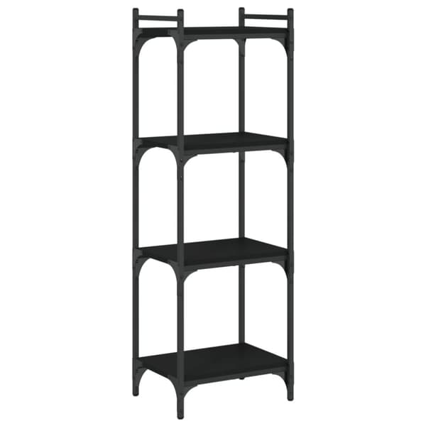 bogreol med 4 hylder 40x30x120 cm konstrueret træ sort