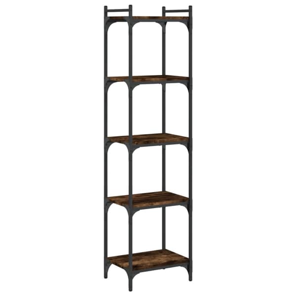 bogreol 5 hylder 40x30x154 cm konstrueret træ røget eg