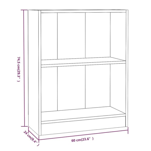 bogreol 60x24x76 cm konstrueret træ brun egetræsfarve