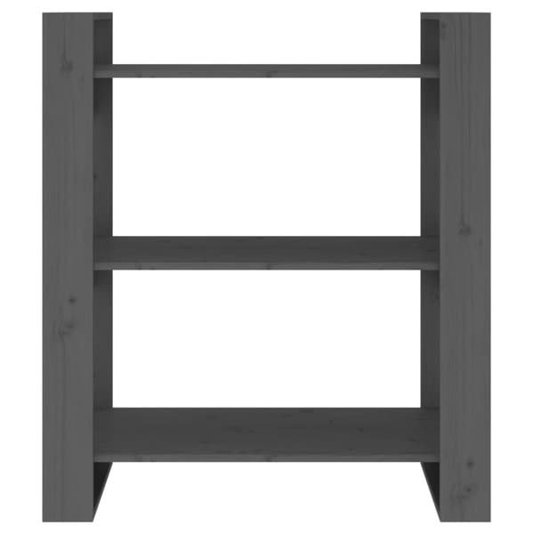bogreol/rumdeler 80x35x91 cm massivt fyrretræ grå