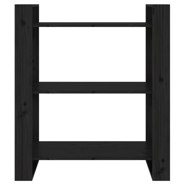 bogreol/rumdeler 80x35x91 cm massivt fyrretræ sort