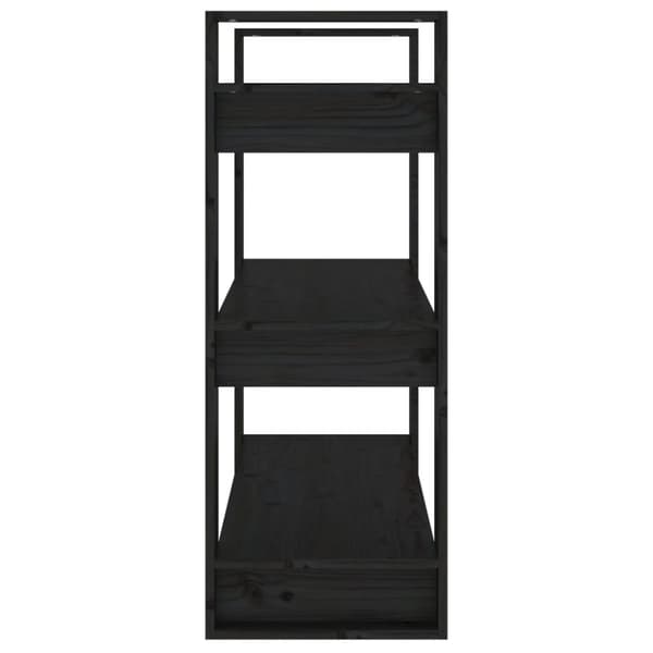 bogreol/rumdeler 80x35x91 cm massivt fyrretræ sort
