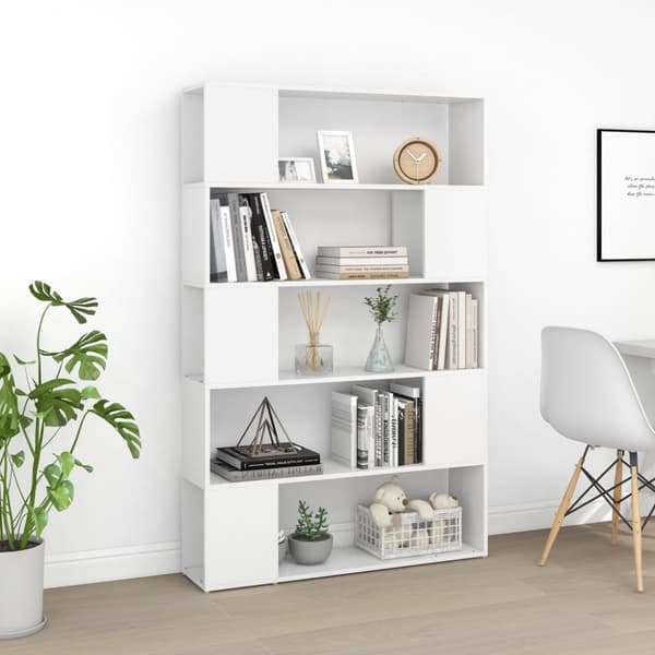 bogreol/rumdeler 100x24x155 cm konstrueret træ hvid