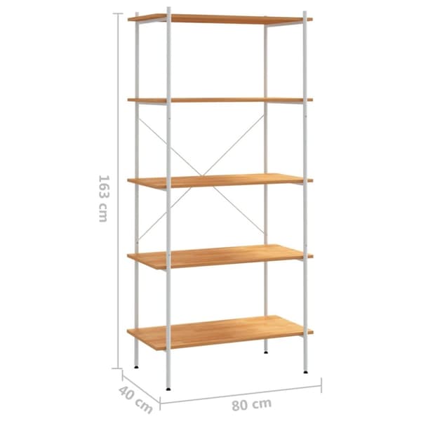 reol med 5 hylder 80x40x163 cm hvid og egetræsfarvet