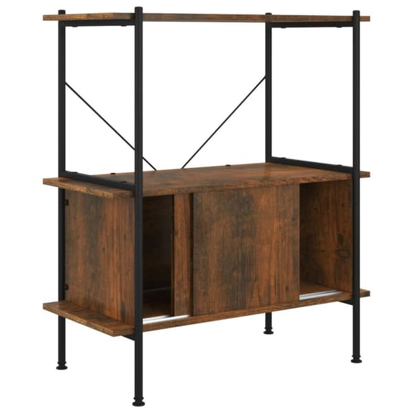 reol med skab 80x40x92 cm 3 niveauer stål og konstrueret træ