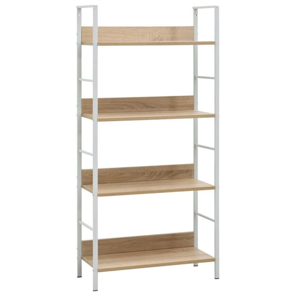 bogreol 60x27,6x124,5 cm 4 hylder konstrueret træ egetræsfarve