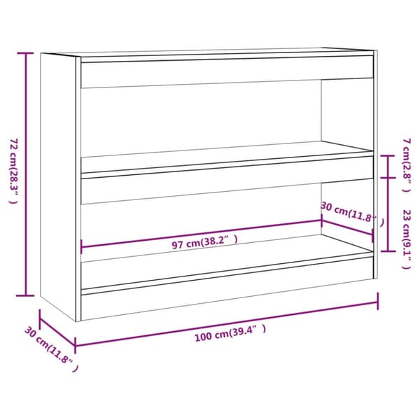 bogreol/rumdeler 100x30x72 cm sonoma-eg