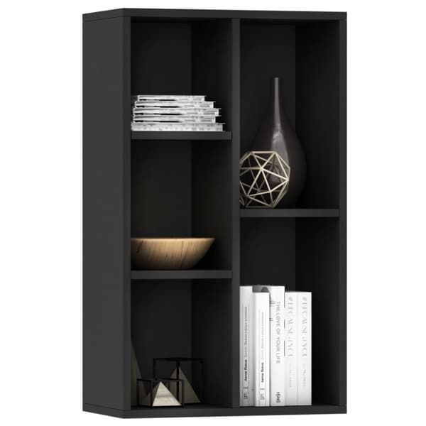 bogreol/skænk 50x25x80 cm konstrueret træ sort