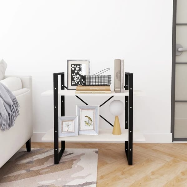 bogreol med 2 hylder 80x30x70 cm massivt fyrretræ hvid