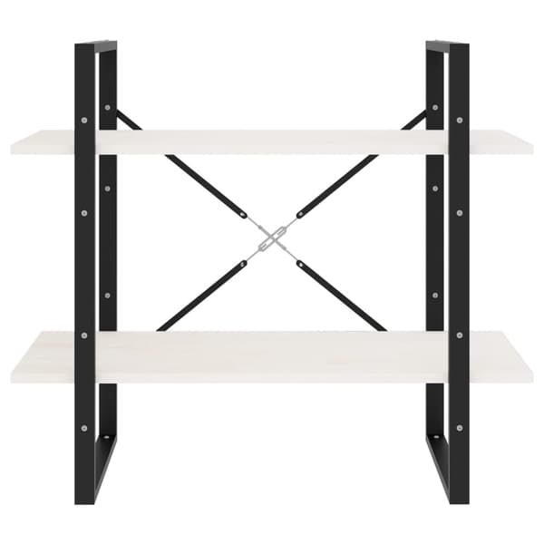 bogreol med 2 hylder 80x30x70 cm massivt fyrretræ hvid