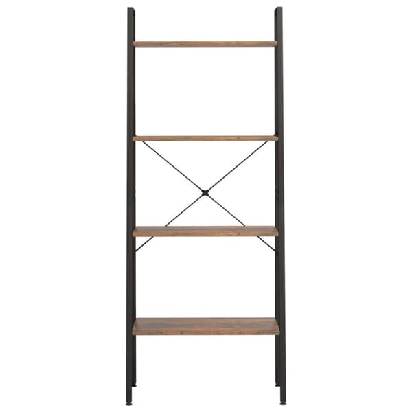 stigereol med 4 hylder 56x35x140 cm mørkebrun og sort