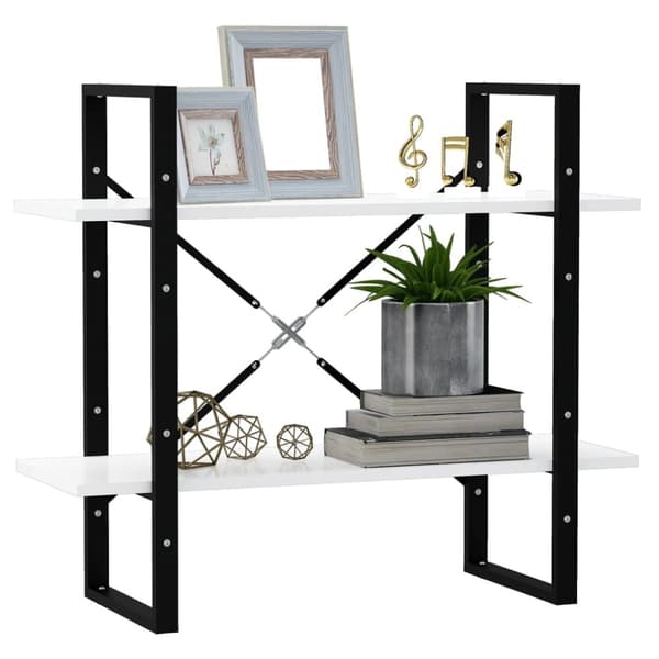 bogreol med 2 hylder 80x30x70 cm konstrueret træ hvid