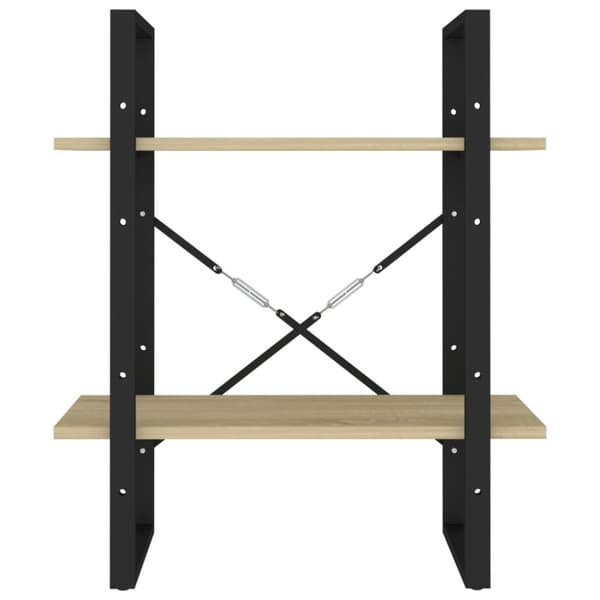 bogreol med 2 hylder 60x30x70 cm konstrueret træ sonoma-eg