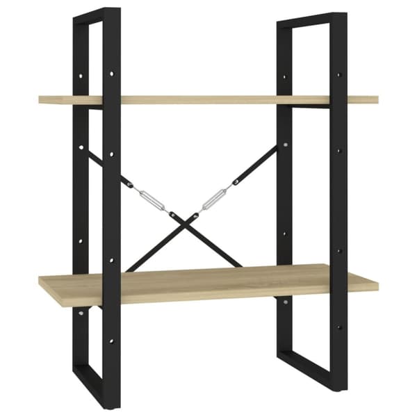 bogreol med 2 hylder 60x30x70 cm konstrueret træ sonoma-eg