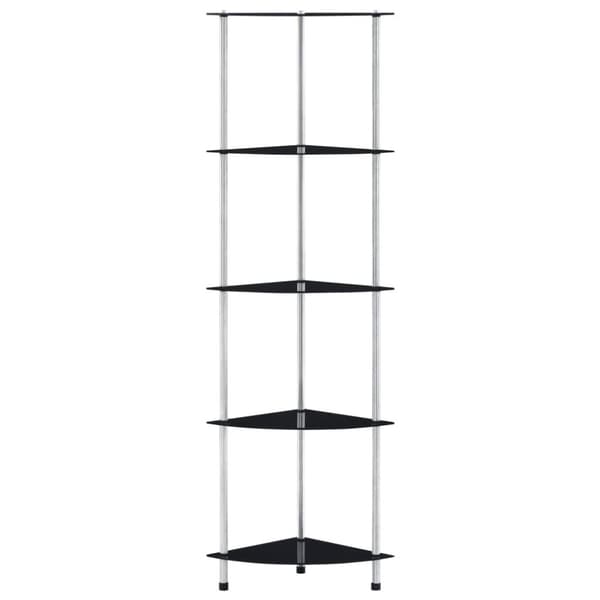 Hylla 5 hyllplan svart 30x30x130 cm härdat glas
