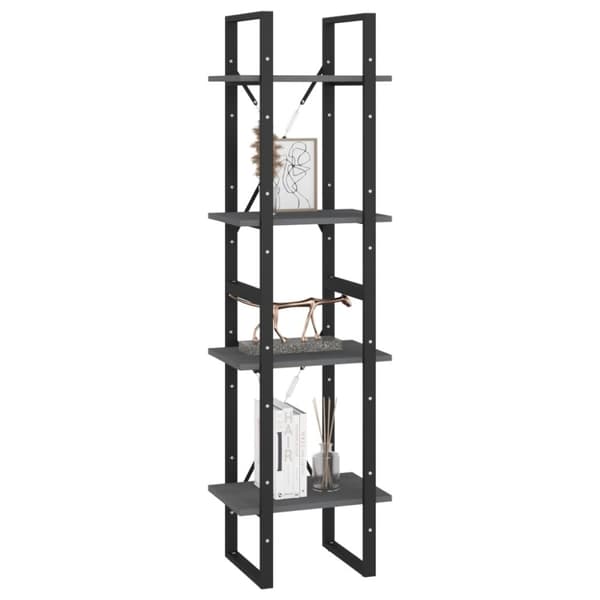 bogreol 40x30x140 cm 4 hylder massivt fyrretræ grå