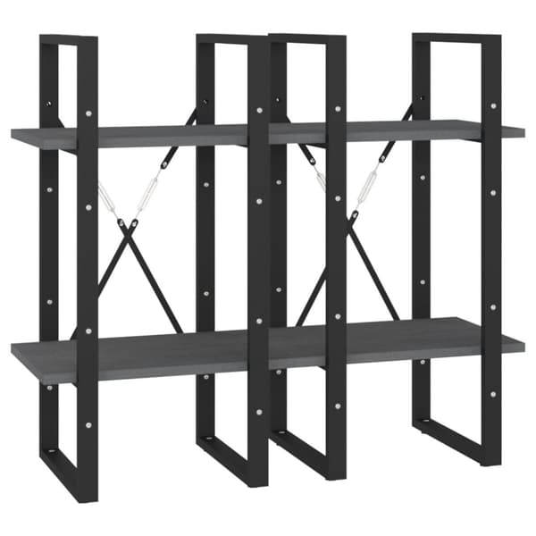 bogreol 40x30x140 cm 4 hylder massivt fyrretræ grå