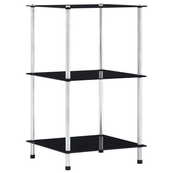 reol 3 hylder 40x40x67 cm hærdet glas sort