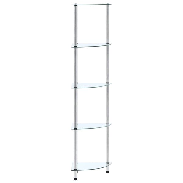 reol 5 hylder 30x30x130 hærdet glas transparent